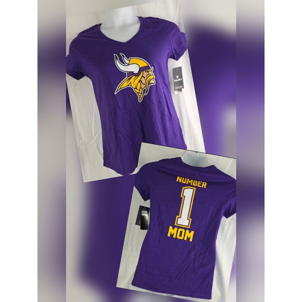 Fanatics Women's Purple V-Neck Tee Minnesota Viking Logo Size Medium U-2255